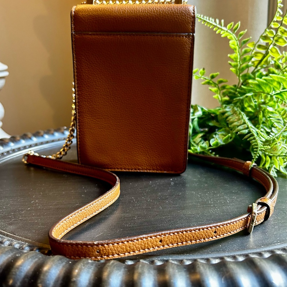 DKNY Tan Leather Crossbody with Gold Accents - Picture 5 of 13